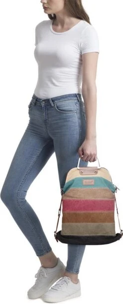 Miss Lulu Dames Handtas - Schoudertas - Rugtas Met Regenboogpatroon – Schooltas – Laptoptas (E1711) -Tas Kortingswinkel 485x1200 1