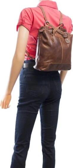 Rugtas Dames Cognac - Echt Leer - Incl. Verstelbare Riem -Tas Kortingswinkel 524x1200