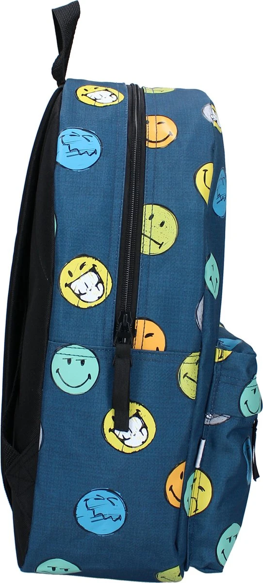 SmileyWorld Take The Time To Smile Rugzak - Blauw 4 SmileyWorld Take The Time To Smile Rugzak - Blauw - Afbeelding 2