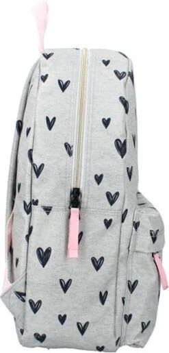 Milky Kiss Clever Girls - Rugzak - Schooltas Meisje - Grijs - Hartjes -Tas Kortingswinkel 576x1200