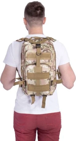 Springos Rugzak | Backpack | Wandelrugzak | Tactical Backpack | 35 Liter | Camouflage | Groen/Camel/Beige -Tas Kortingswinkel 647x1200 1