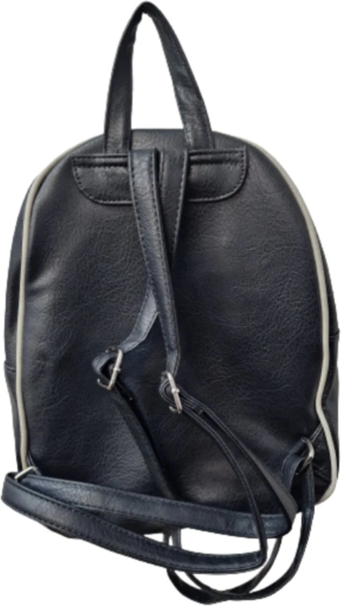 Rugzak Soepele Zwart,creme PU-Leer 5 Rugzak Soepele Zwart,creme PU-Leer - Afbeelding 3