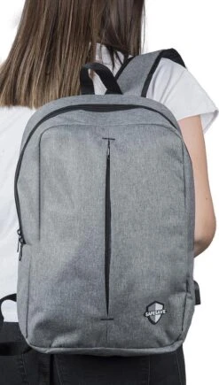 SafeSave Rugtas – Waterafstotende Schooltas Met Laptop Vak En Usb Aansluiting – Schoudertas – 15.6 Inch – Licht Grijs -Tas Kortingswinkel 682x1200