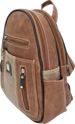 Nuba Vrouwen Rugzak Met 2 Vakken | Compacte Rugtas| Bruin / Cognac -Tas Kortingswinkel 727x1200 4