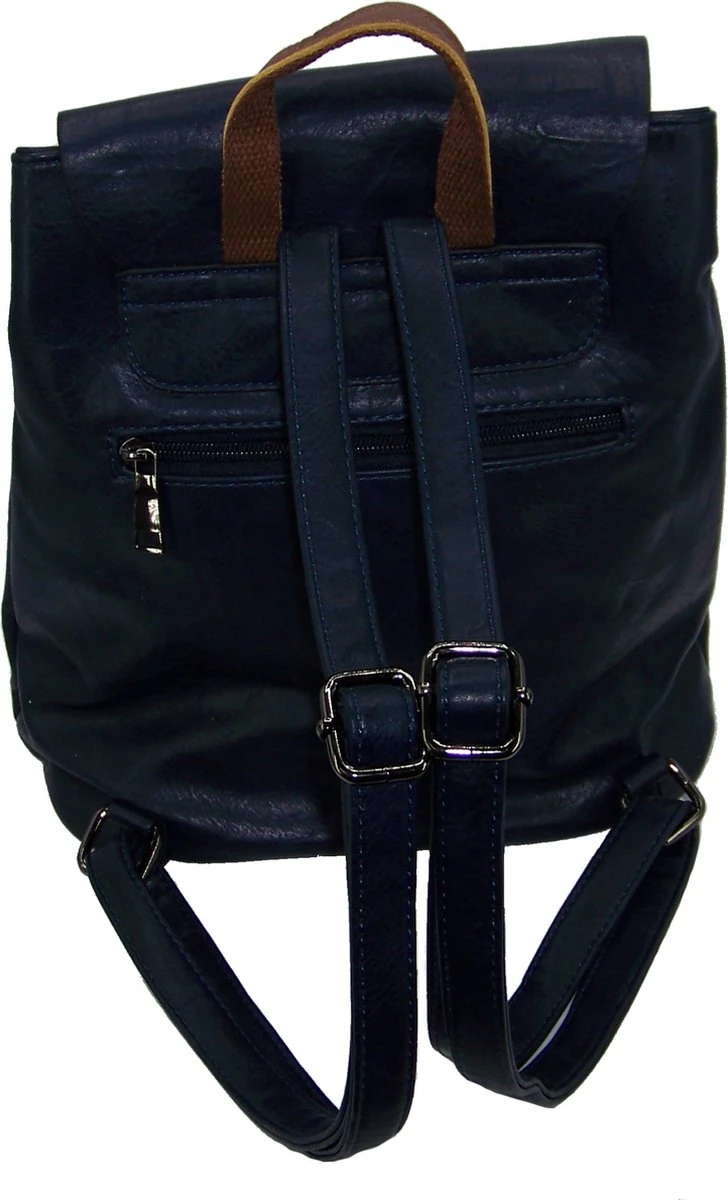 Soepele Donkerblauw Leer Met PU-leer Rugzak 4 Soepele Donkerblauw Leer Met PU-leer Rugzak - Afbeelding 2