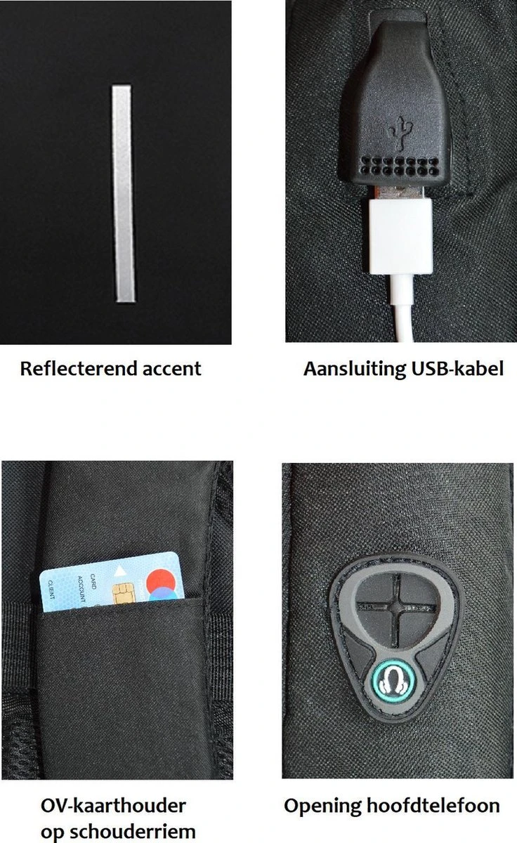 Merkloos Rugzak Anti-diefstal / 40x28x14cm (20l)/ Laptop 15,6 Inch / USB-oplaadpoort / Zwart / Powerbank (20mAh) 10 Merkloos Rugzak Anti-diefstal / 40x28x14cm (20l)/ Laptop 15,6 Inch / USB-oplaadpoort / Zwart / Powerbank (20mAh) - Afbeelding 8