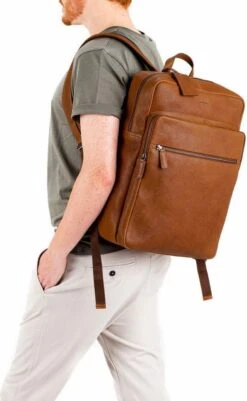 Burkely Antique Avery Unisex Rugzak Rits 15.6'' - Cognac -Tas Kortingswinkel 739x1200 2