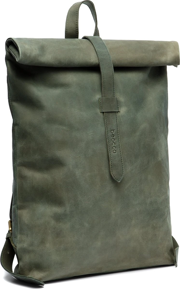 Beocca - Leren Rugzak Mavis Groen - 15" Laptoptas 4 Beocca - Leren Rugzak Mavis Groen - 15" Laptoptas - Afbeelding 2