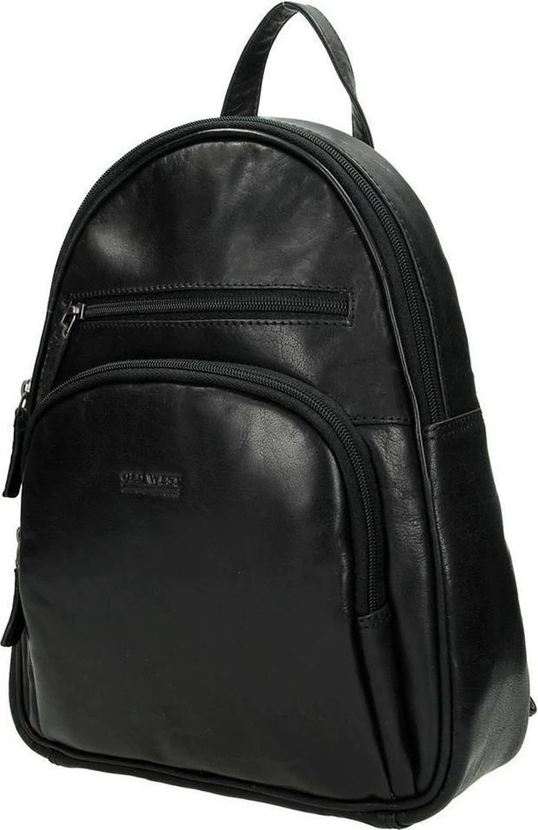 Old West Leren Dames Rugzak San Antonio M - Zwart 4 Old West Leren Dames Rugzak San Antonio M - Zwart - Afbeelding 2