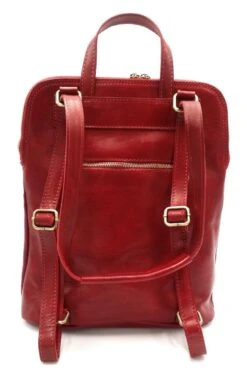Bestleder – RZ30017 – Rood - Echt Leren - 2 In 1 - Schoudertas – Rugzak - Stevig - Hoge Kwaliteit Italiaans Leer- Rood -Tas Kortingswinkel 787x1200 6