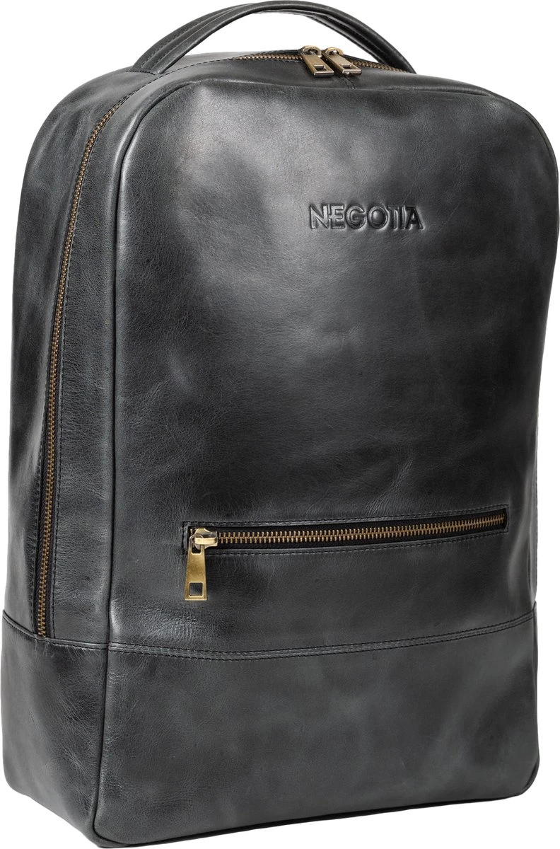 NEGOTIA Alpha - Leren Laptop Rugzak Dames En Heren - Leren Rugtas - 100% Luxe Top-Grain Leer - Zwart 4 NEGOTIA Alpha - Leren Laptop Rugzak Dames En Heren - Leren Rugtas - 100% Luxe Top-Grain Leer - Zwart - Afbeelding 2