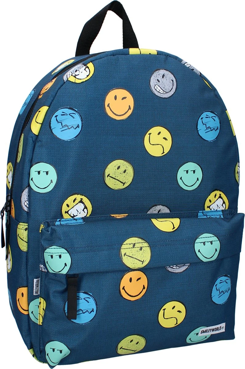 SmileyWorld Take The Time To Smile Rugzak - Blauw 6 SmileyWorld Take The Time To Smile Rugzak - Blauw - Afbeelding 4