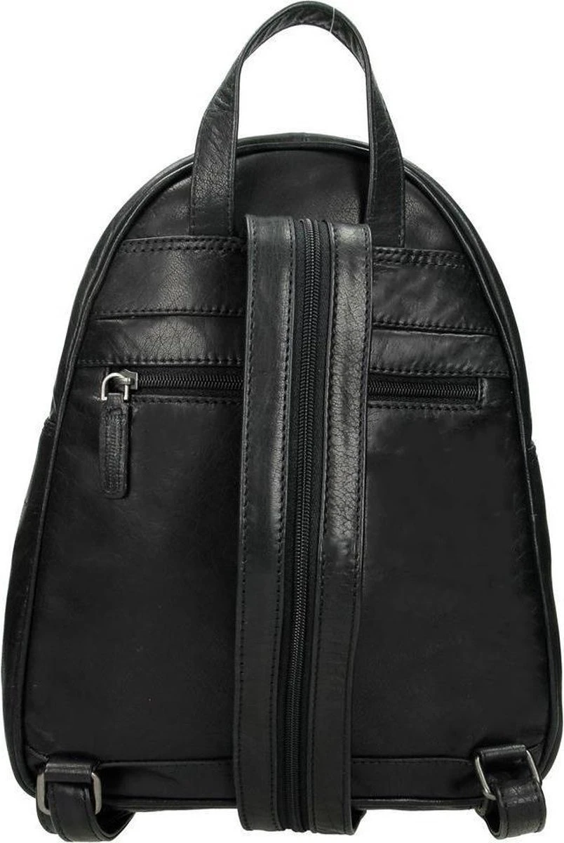 Old West Leren Dames Rugzak San Antonio M - Zwart 5 Old West Leren Dames Rugzak San Antonio M - Zwart - Afbeelding 3