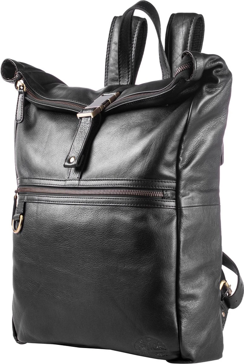 WILD WOODS Leren 15 Inch Laptop Rugtas Met Kliksluiting - 15,6 Inch - Ruime Laptop Rugzak - Dames En Heren - Rundleer - Zwart 3 WILD WOODS Leren 15 Inch Laptop Rugtas Met Kliksluiting - 15,6 Inch - Ruime Laptop Rugzak - Dames En Heren - Rundleer - Zwart