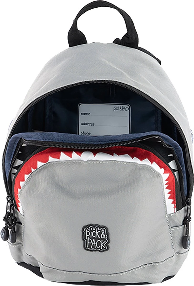 Pick & Pack Shark Shape Kinderrugzak - Grey 18 Pick & Pack Shark Shape Kinderrugzak - Grey - Afbeelding 16