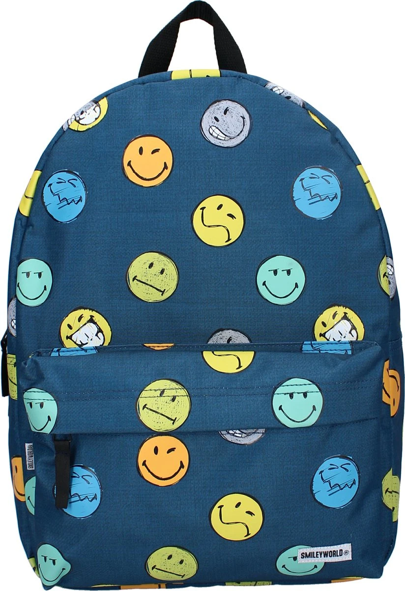 SmileyWorld Take The Time To Smile Rugzak - Blauw 3 SmileyWorld Take The Time To Smile Rugzak - Blauw