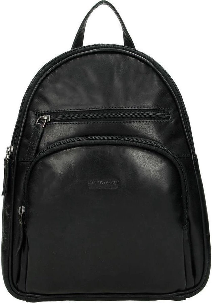 Old West Leren Dames Rugzak San Antonio M - Zwart 3 Old West Leren Dames Rugzak San Antonio M - Zwart