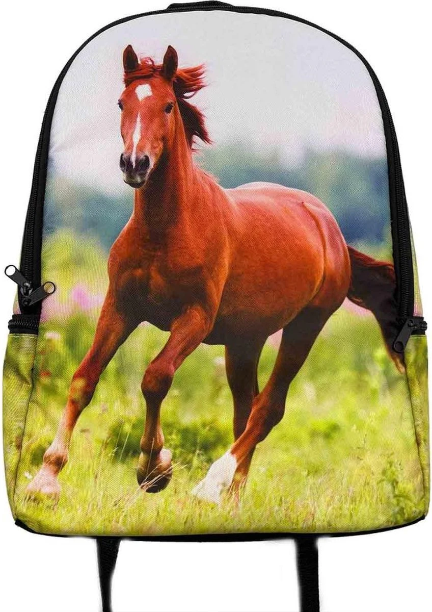 Rugzak Paard- Rugtas Bruin Paard- 42cm X 28cm X 12cm- Incl. Setje Paarden Stickers 4 Rugzak Paard- Rugtas Bruin Paard- 42cm X 28cm X 12cm- Incl. Setje Paarden Stickers - Afbeelding 2
