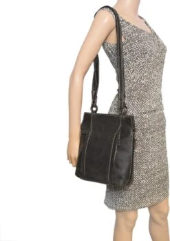 Rugtas Leer Zwart - Schoudertas - Echt Leer -Tas Kortingswinkel 850x1200 8