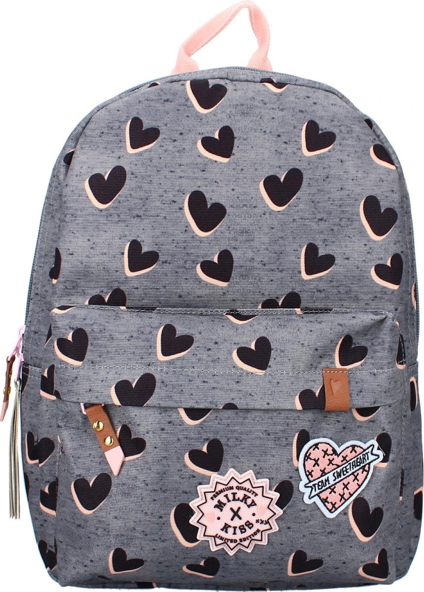 Milky Kiss Love Land - Rugzak - Schooltas Meisje - Grijs - Hartjes 9 Milky Kiss Love Land - Rugzak - Schooltas Meisje - Grijs - Hartjes - Afbeelding 7