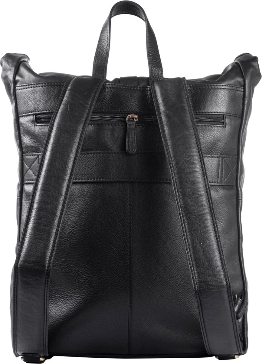 WILD WOODS Leren 15 Inch Laptop Rugtas Met Kliksluiting - 15,6 Inch - Ruime Laptop Rugzak - Dames En Heren - Rundleer - Zwart 7 WILD WOODS Leren 15 Inch Laptop Rugtas Met Kliksluiting - 15,6 Inch - Ruime Laptop Rugzak - Dames En Heren - Rundleer - Zwart - Afbeelding 5