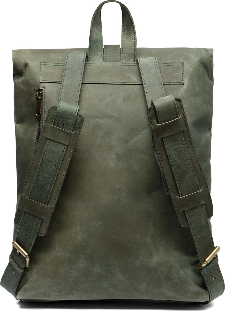 Beocca - Leren Rugzak Mavis Groen - 15" Laptoptas 5 Beocca - Leren Rugzak Mavis Groen - 15" Laptoptas - Afbeelding 3