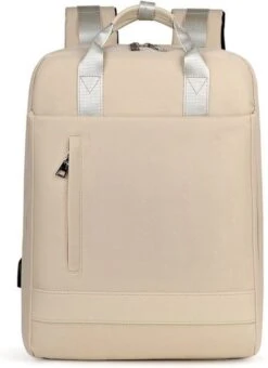 Merkloos Waterdichte Rugzak Inclusief Usb Oplaadstation - Laptoptas 15,6 Inch - Schooltas - Beige - Multifucntioneel -Tas Kortingswinkel 873x1200 2