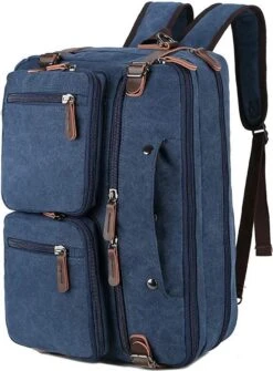 Laptoptas - 3in1- 15Inch - Blauw - 15 Vak - Canvas - Leer -Tas Kortingswinkel 884x1200 5
