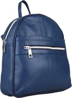 Dames Rugtas Leer Blauw - Leren Rugtas Dames - Kleine Leren Rugzak Dames - Stijlvolle Rugzak Dames - Blauwe Dames Rugtas Leder