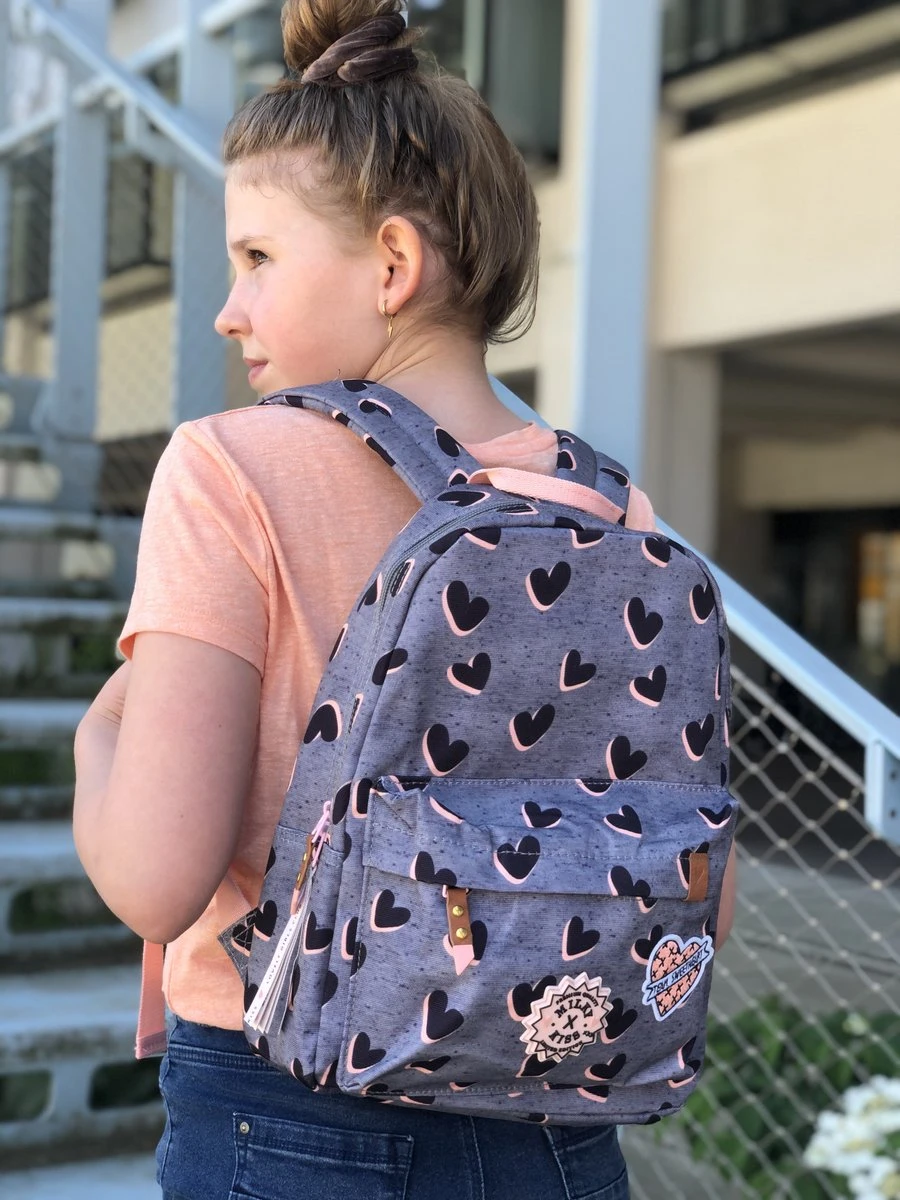 Milky Kiss Love Land - Rugzak - Schooltas Meisje - Grijs - Hartjes 8 Milky Kiss Love Land - Rugzak - Schooltas Meisje - Grijs - Hartjes - Afbeelding 6