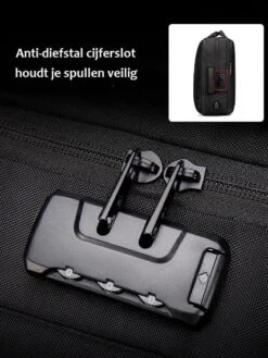 Golden Wolf Rugzak Anti-diefstal / Rugtas / Reistas / Weekendtas / Schooltas / 46x31x18(of 27)cm (25 Of 37l)/ Laptop 17 Inch / USB -oplaadpoort / Zwart / Waterfles -Tas Kortingswinkel 900x1200 7