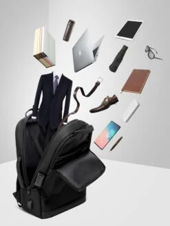 Golden Wolf Rugzak Anti-diefstal / Rugtas / Reistas / Weekendtas / Schooltas / 46x31x18(of 27)cm (25 Of 37l)/ Laptop 17 Inch / USB -oplaadpoort / Zwart / Waterfles -Tas Kortingswinkel 900x1200 8