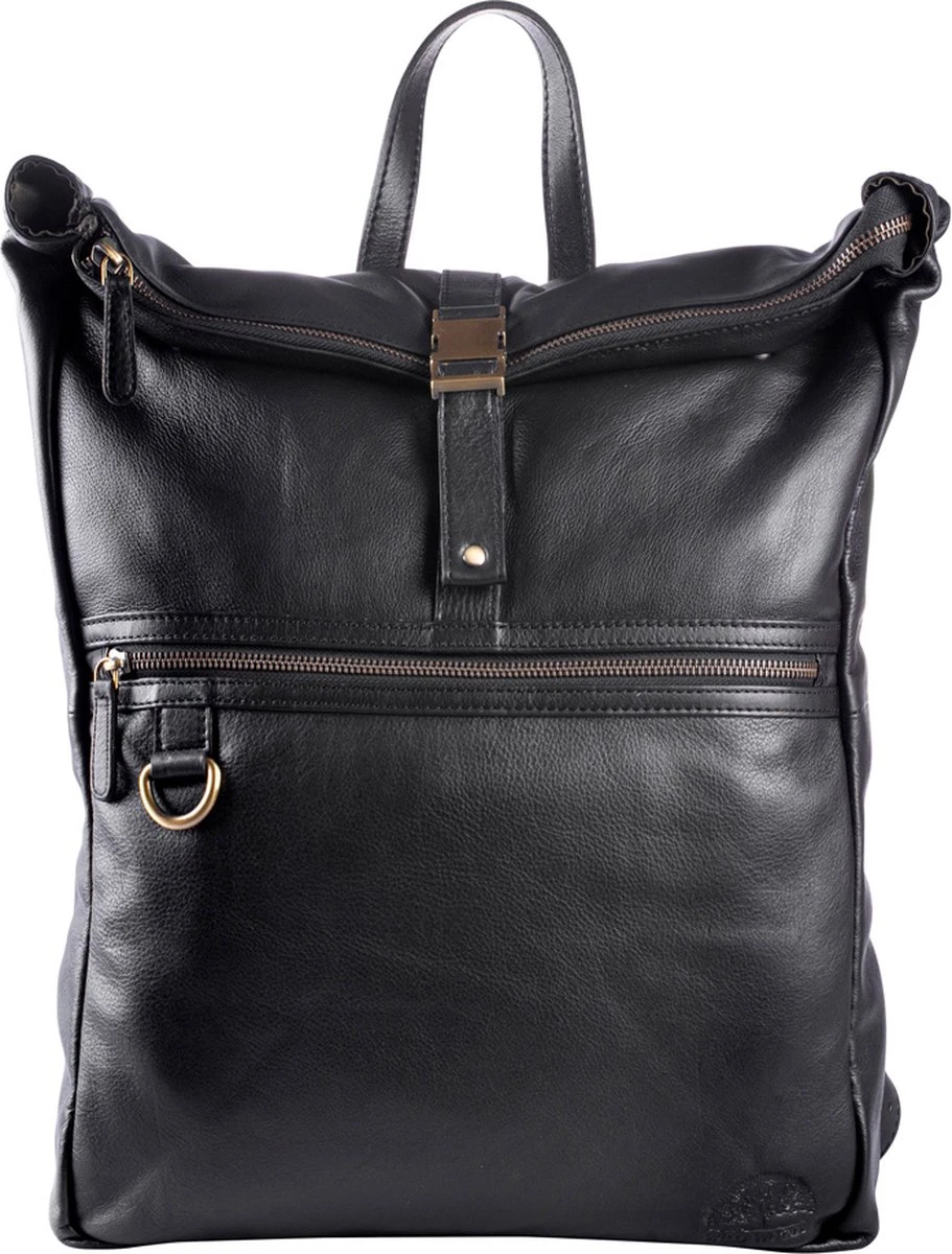 WILD WOODS Leren 15 Inch Laptop Rugtas Met Kliksluiting - 15,6 Inch - Ruime Laptop Rugzak - Dames En Heren - Rundleer - Zwart 4 WILD WOODS Leren 15 Inch Laptop Rugtas Met Kliksluiting - 15,6 Inch - Ruime Laptop Rugzak - Dames En Heren - Rundleer - Zwart - Afbeelding 2