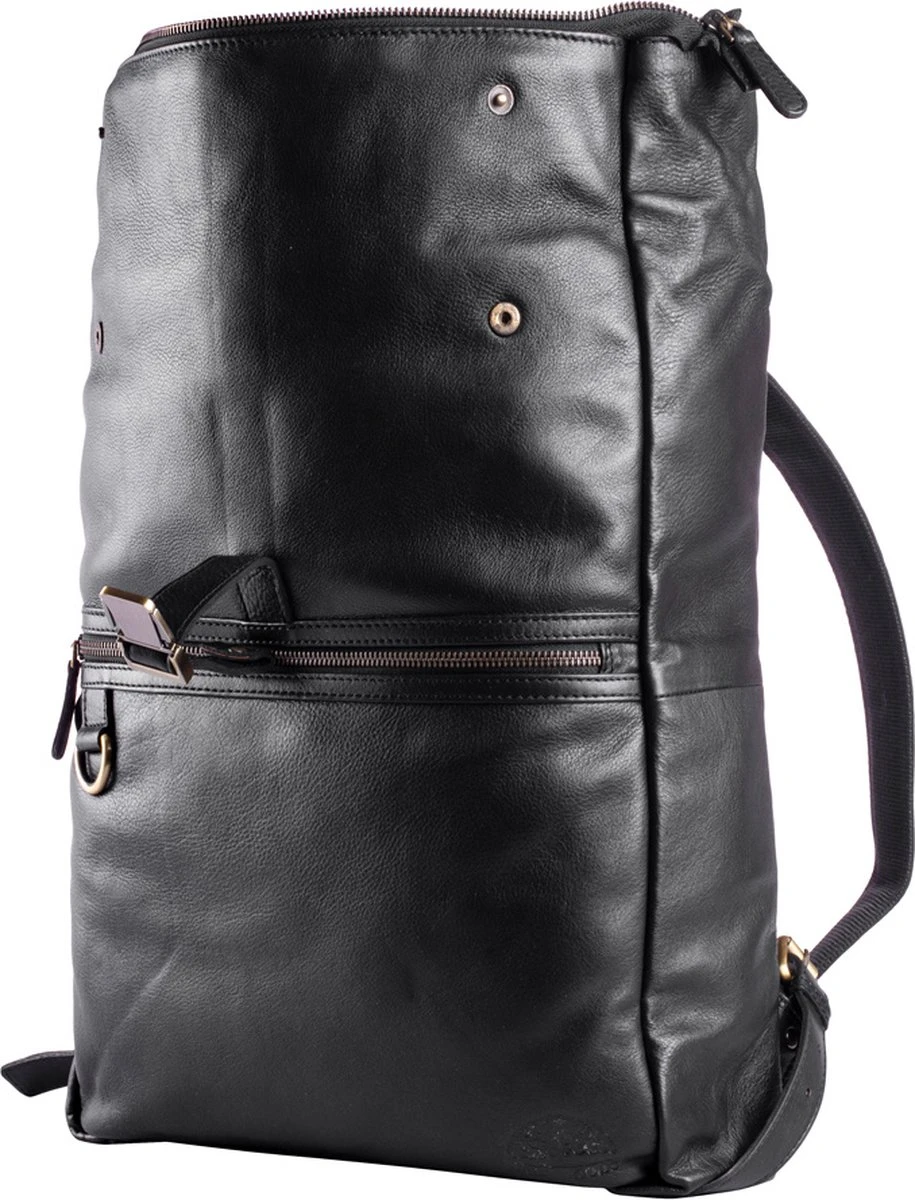 WILD WOODS Leren 15 Inch Laptop Rugtas Met Kliksluiting - 15,6 Inch - Ruime Laptop Rugzak - Dames En Heren - Rundleer - Zwart 5 WILD WOODS Leren 15 Inch Laptop Rugtas Met Kliksluiting - 15,6 Inch - Ruime Laptop Rugzak - Dames En Heren - Rundleer - Zwart - Afbeelding 3