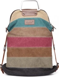 Miss Lulu Dames Handtas - Schoudertas - Rugtas Met Regenboogpatroon – Schooltas – Laptoptas (E1711)