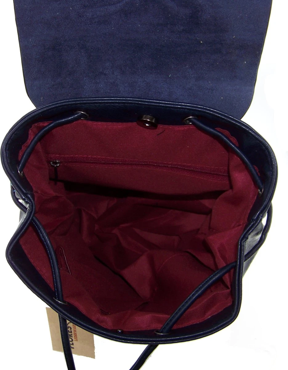 Soepele Donkerblauw Leer Met PU-leer Rugzak 5 Soepele Donkerblauw Leer Met PU-leer Rugzak - Afbeelding 3