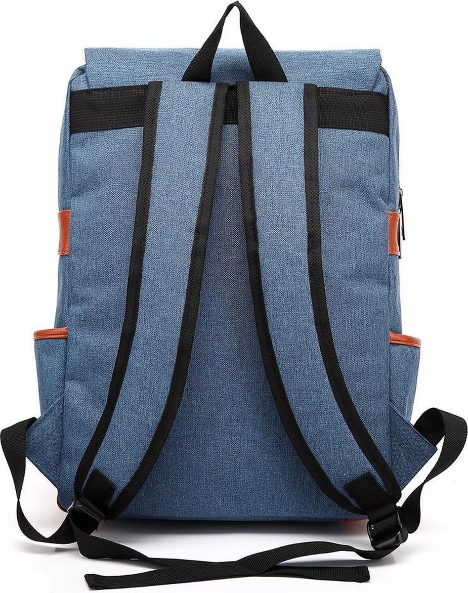 Veran Rugtas - Rugzak - 25 Liter - 15,6" Laptopvak - Boekentas - Vintage - Laptop - School - Boekentas - Blauw 4 Veran Rugtas - Rugzak - 25 Liter - 15,6" Laptopvak - Boekentas - Vintage - Laptop - School - Boekentas - Blauw - Afbeelding 2