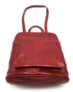 Bestleder – RZ30017 – Rood - Echt Leren - 2 In 1 - Schoudertas – Rugzak - Stevig - Hoge Kwaliteit Italiaans Leer- Rood -Tas Kortingswinkel 952x1200 3