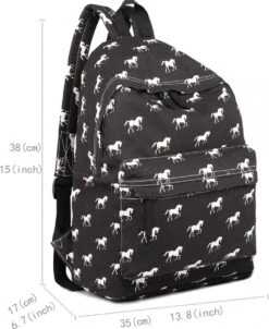 Miss Lulu Rugzak - Schooltas - Schoolrugzak Paarden - Premium Kwaliteit - Zwart (e1401h Bk) -Tas Kortingswinkel 983x1200 7