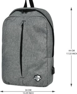 SafeSave Rugtas – Waterafstotende Schooltas Met Laptop Vak En Usb Aansluiting – Schoudertas – 15.6 Inch – Licht Grijs -Tas Kortingswinkel 991x1200 1