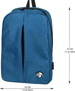 SafeSave Rugtas – Waterafstotende Schooltas Met Laptop Vak En Usb Aansluiting – Schoudertas – 15.6 Inch – Lichtblauw -Tas Kortingswinkel 991x1200 4